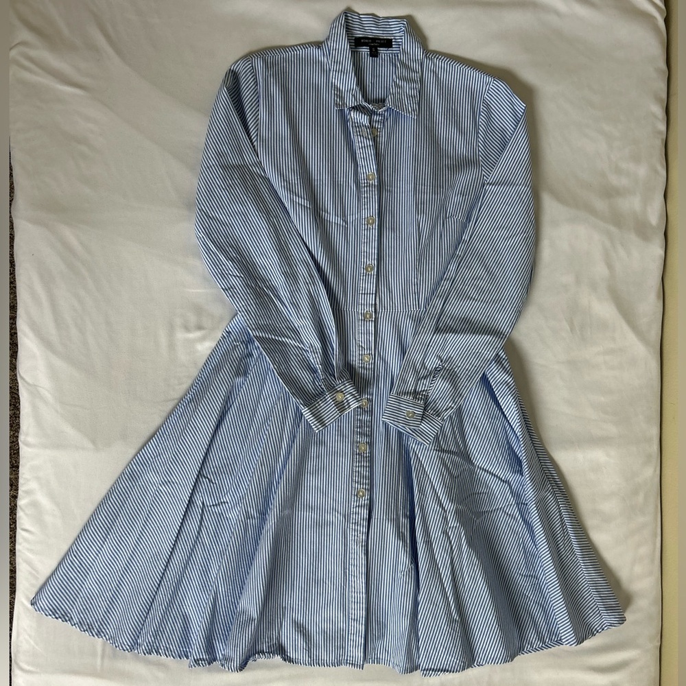 Romeo & Juliet Couture Blue and White Striped Button Down Dress